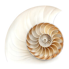 Obraz premium Nautilus Shell Minimalist Spiral Seashell Photography