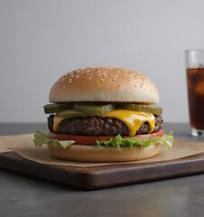 Classic Grilled Burger with Melted Cheese