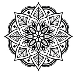 Pattern in the form of a mandala. Henna tattoo mandala. Mehndi style. Decorative pattern in oriental style. Coloring book page.