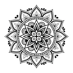 Pattern in the form of a mandala. Henna tattoo mandala. Mehndi style. Decorative pattern in oriental style. Coloring book page.