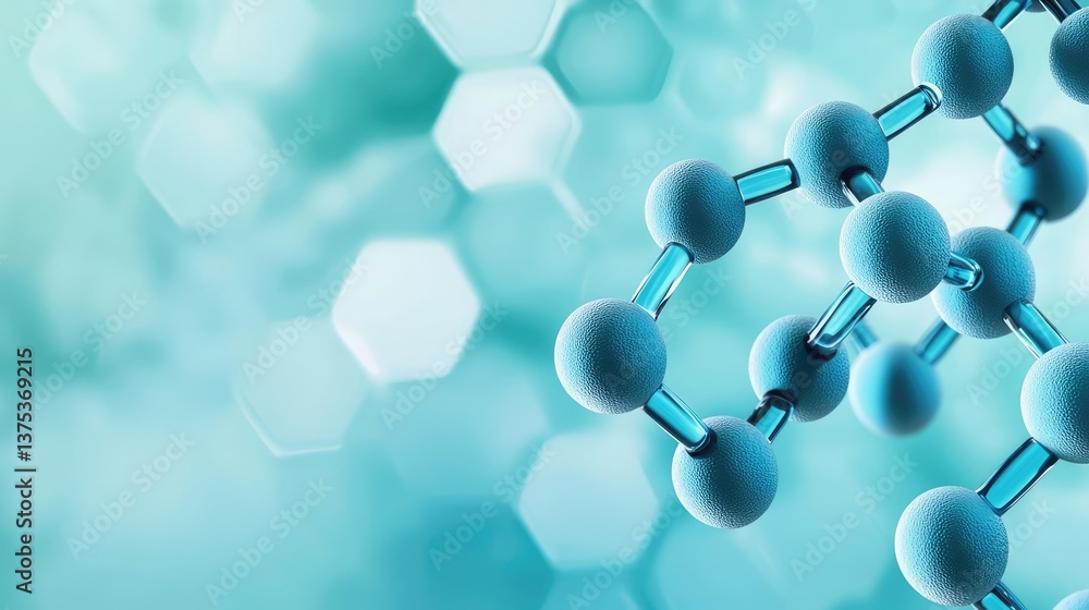 Aufkleber blue exosome particles with 3d biotechnology visualization concept. abstract molecular structure on 