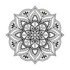 Pattern in the form of a mandala. Henna tattoo mandala. Mehndi style. Decorative pattern in oriental style. Coloring book page.