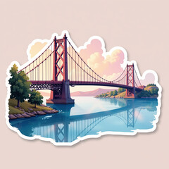 Fototapeta premium Sunset reflections on a breathtaking bridge over calm waters