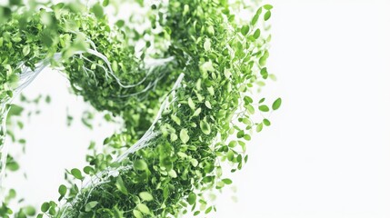 Green vines entwined with white threads on a light background