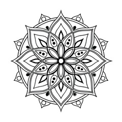 Pattern in the form of a mandala. Henna tattoo mandala. Mehndi style. Decorative pattern in oriental style. Coloring book page.