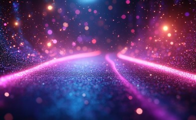 Fototapeta premium Futuristic Digital Art with Neon Lights and Bokeh Effect in Cybersecurity and Artificial Intelligence