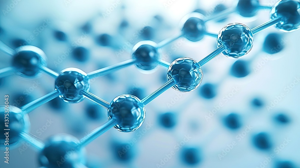 Poster blue exosome particles with 3d particle visualization concept. close-up of molecular structure repre