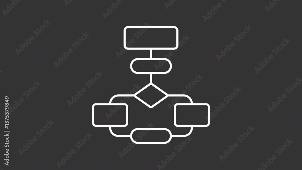 Poster hierarchy diagram white line animation. organizational structure chart animated icon. graph blocks s
