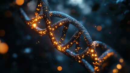 Glowing DNA Double Helix Molecular Structure Visualization