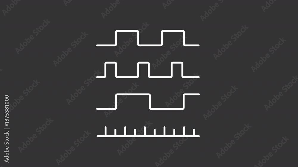 Poster timing diagram white line animation. data graph animated icon. moving lines, showing up. signals, wa