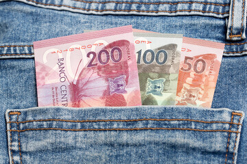 Sao Tome and Principe Dobra in the pocket of blue jeans