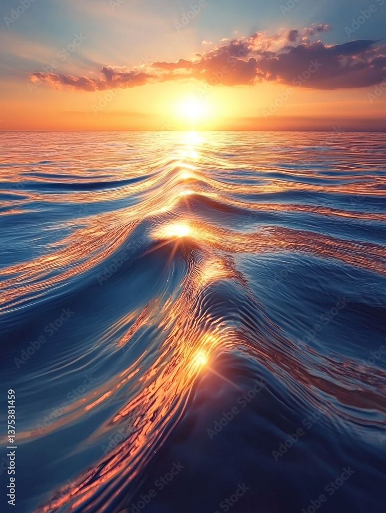 Poster a mirror reflecting the sun creating solar power waves surreal representation of renewable energy po