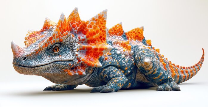 Achelousaurus Cretaceous Dinosaur with Curved Spikes on Frill 3D Rendering