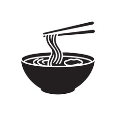 Noodle bowl,Bowl of Noodles,Sup Noodles icon. glyph style. silhouette. Suitable for food icon. simple design editable
