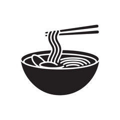 Noodle bowl,Bowl of Noodles,Sup Noodles icon. glyph style. silhouette. Suitable for food icon. simple design editable