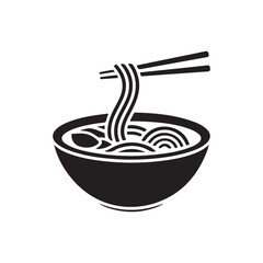 Noodle bowl,Bowl of Noodles,Sup Noodles icon. glyph style. silhouette. Suitable for food icon. simple design editable
