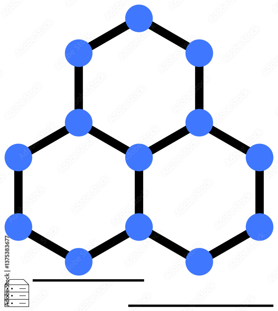 Aufkleber molecular pattern of blue circles and hexagonal black lines with data storage icon. ideal for chemis