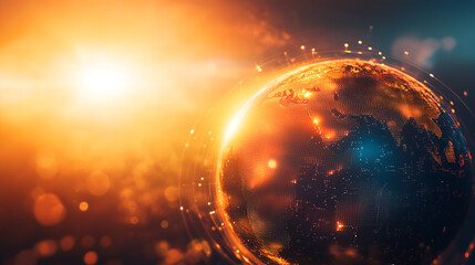 Fototapeta premium an artistic depiction of the earth, radiating with intense energy from the sun, symbolizing global warming and climate change 