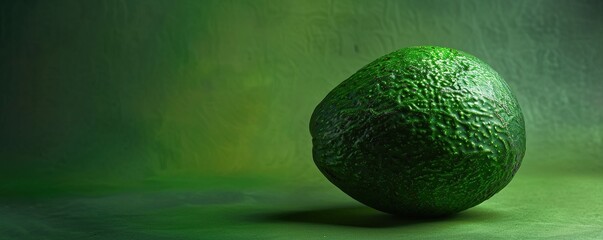 Studio shot of a fresh and vibrant avocado against a textured green backdrop