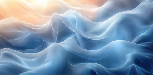 Obraz premium Smooth Flowing Blue and White Abstract Digital Art