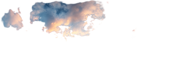 Beautiful sky with pink and orange clouds, sunset, transparent background