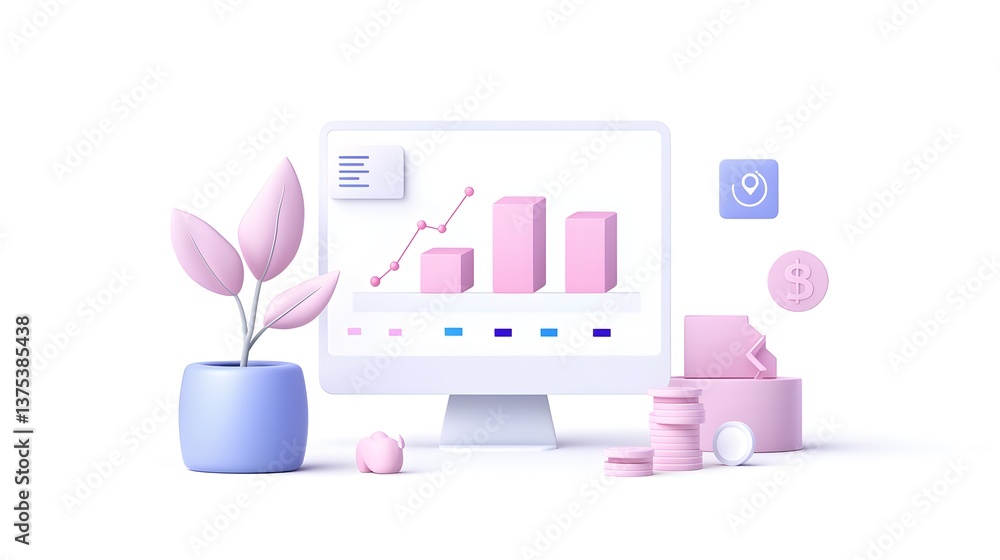 Poster a financial dashboard displaying real-time growth metrics, ai-powered banking insights, futuristic f