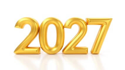 3d metallic realistic number 2027 in golden calligraphic on a white background