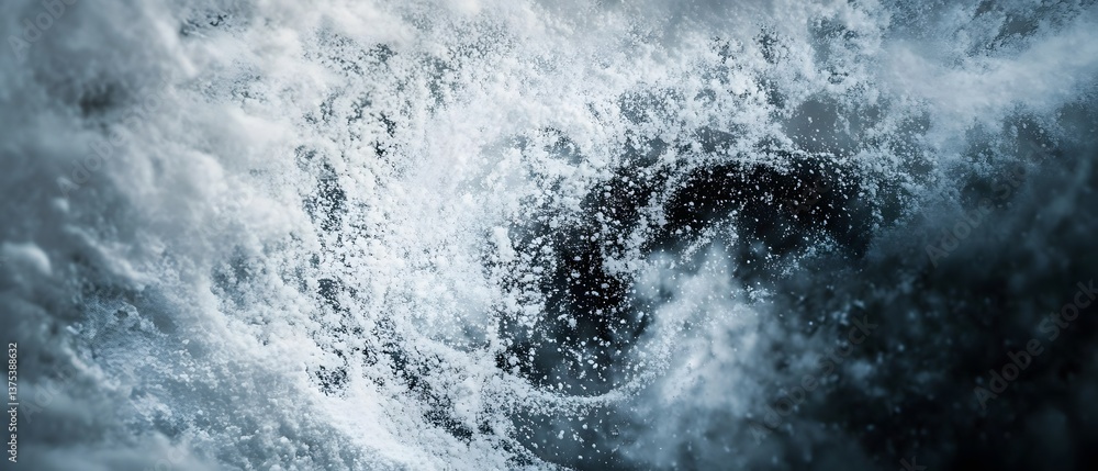 Poster captivating abstract image featuring a dynamic textured monochrome pattern resembling swirling snow 