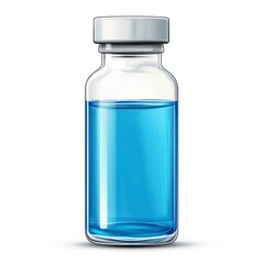 Vaccine Vial Filled with Blue Liquid Medicine for Treatment
