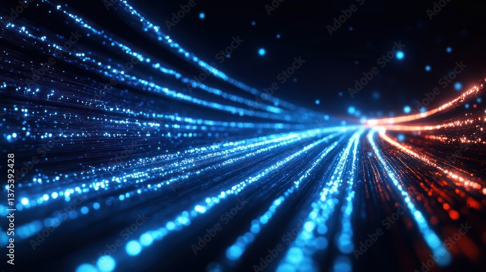 Aufkleber futuristic digital connection and data transfer in cyberpunk network art