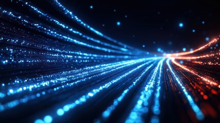 Futuristic Digital Connection and Data Transfer in Cyberpunk Network Art