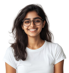 Obraz premium PNG Smiling woman wearing glasses