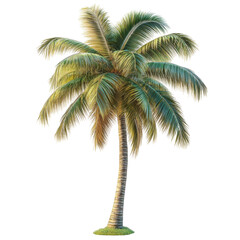 A palm tree with brown leaves and a brown trunk