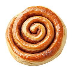 Sweet Swirl: A delectable close-up of a freshly baked cinnamon roll, showcasing the spiral layers of soft dough, warm spices, and sweet glaze