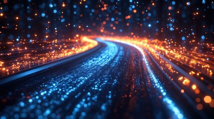 Futuristic Digital Light Trails and Connections in Cyberpunk Technology