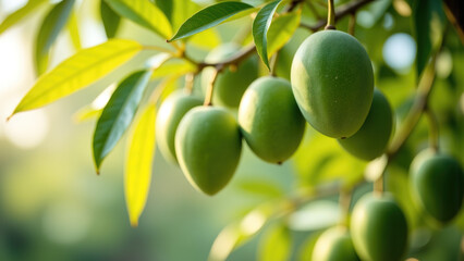 Green Mangoes Hanging from the Branches: A Promise of Future Harvest
