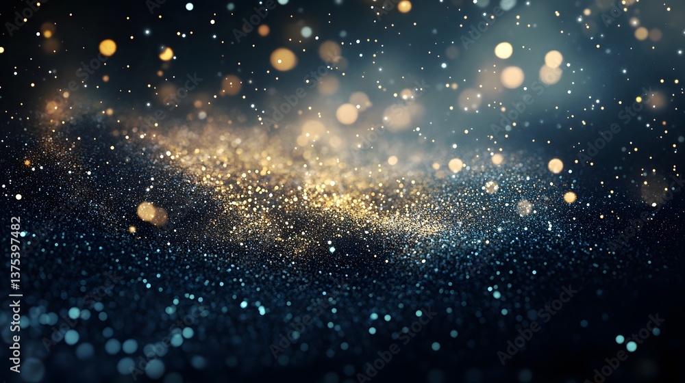 Poster mesmerizing abstract landscape featuring a cloud of glowing dots and shimmering particles against a 