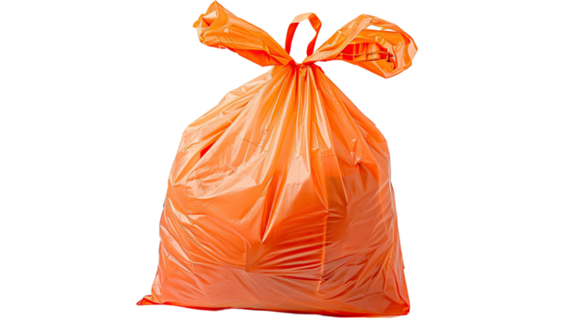Orange Waste Bag: A vibrant orange waste bag, knotted securely at the top, stands as a symbol of responsible waste management.