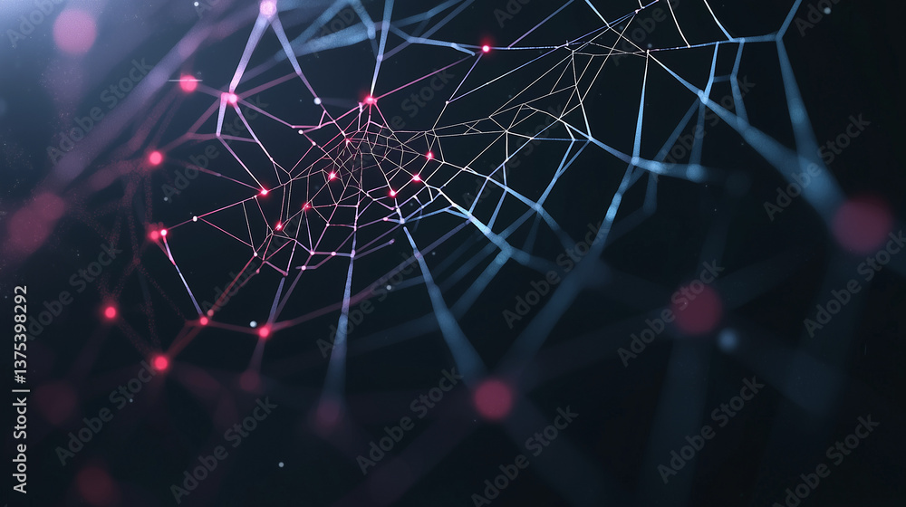 Aufkleber digital spiderweb: an intricate and luminous digital spiderweb, glowing with an ethereal light, evok