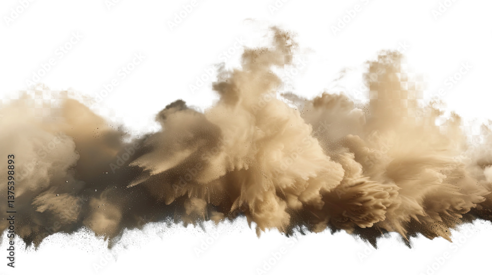 Poster dust cloud explosion: a visually striking image of a large cloud of dust, illustrating an explosion 