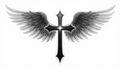 black and white Christian cross tattoo