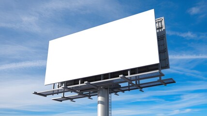 Blank Outdoor Billboard Against Blue Sky – Advertising Mockup for Commercial Use