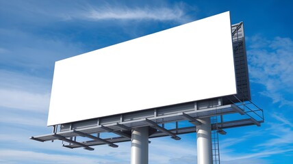 Blank Outdoor Billboard Against Blue Sky – Advertising Mockup for Commercial Use