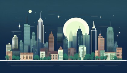Obraz premium Real estate lifestyle, abstract illustration of a cityscape at night