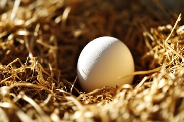 Obraz premium Close-up of an egg in a nest