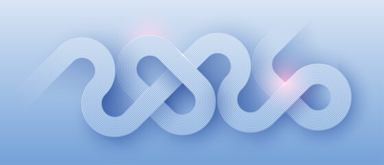 Abstract thin line light blue background in technology elegant style. 2026 wave on tech bg. Modern geometric banner with circuit wires on the chip. Vector illustration for presentation or banner. 