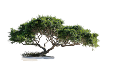 Green Canopy: A lush, mature tree with a wide, sprawling canopy is elegantly isolated.