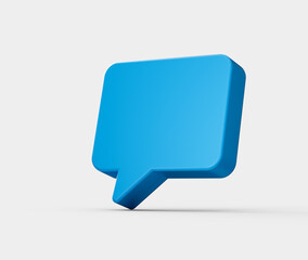 3D Blue chat icon, symbolizing messaging, communication and conversation. 3d illustration