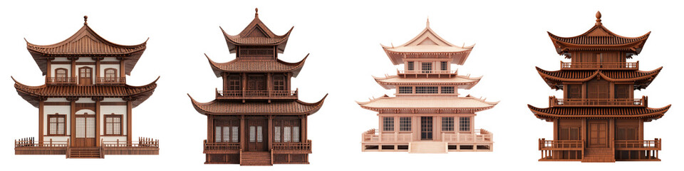 Obraz premium Intricate Asian-inspired wooden pagoda-style house