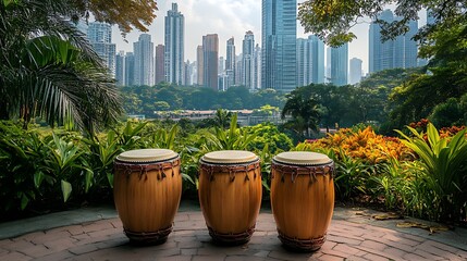 Fototapeta premium drum and palm trees